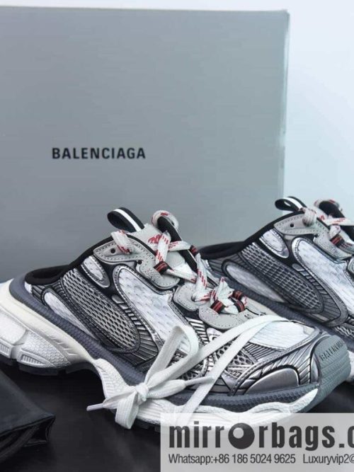 Balenciaga/Balenciaga 23 New XXXL 3XL Show, Lace-up, Balenciaga 3XL Silver Half Slippers