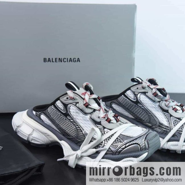 Balenciaga/Balenciaga 23 New XXXL 3XL Show, Lace-up, Balenciaga 3XL Silver Half Slippers