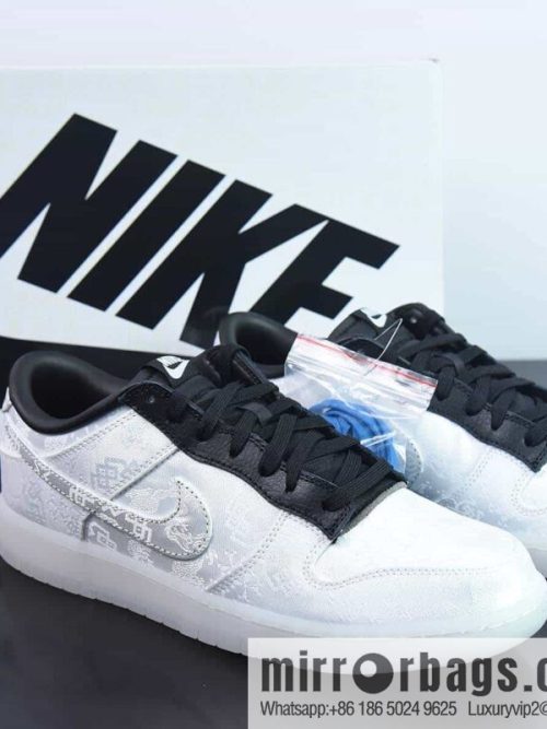 NK Dunk Low Hiroshi Fujiwara three-way joint white silk low-top sneakers item number: FN0315-110