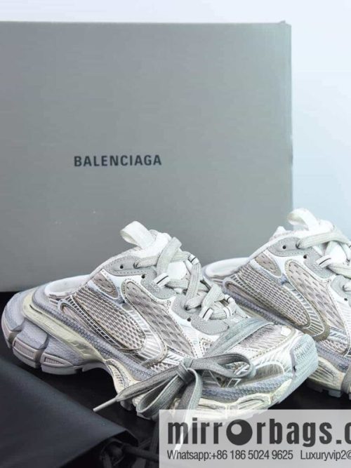 Balenciaga/Balenciaga 23 New XXXL 3XL Show, Lace-up, Balenciaga 3XL Silver Half Slippers
