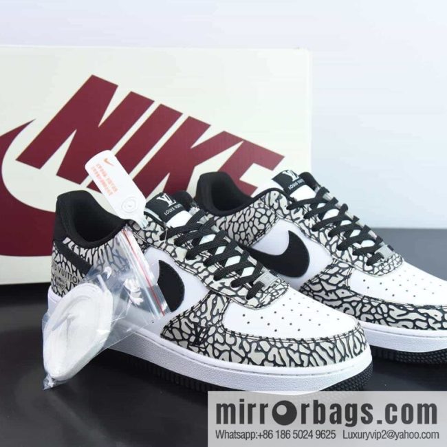 Air Force 1 07 LV8 🥰 Elephant/White/Black LV \"Air Force One\" Elephant Burst Gray White Black LV printed \"BS9055-703