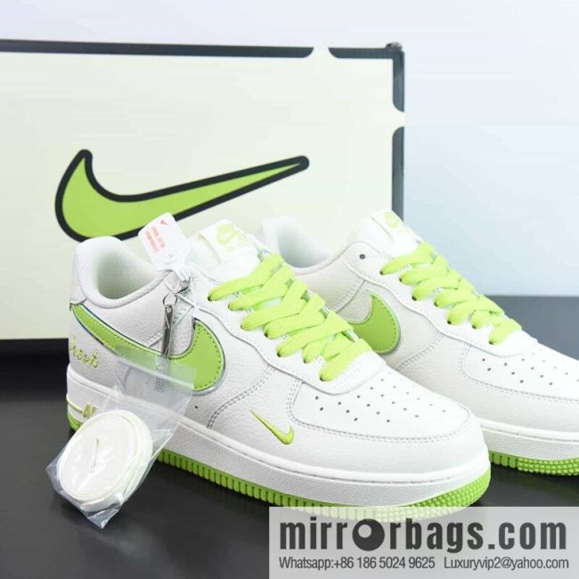 Nike Air Force 1 AF1 Air Force One/Low Top, White Green, Fruit Green, Silver Edge, Item Number: BM1996-088