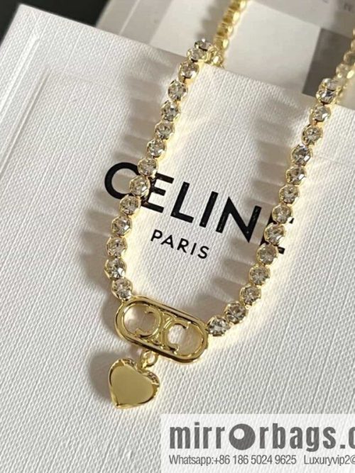 New ☑️ Celine love peach heart Arc de Triomphe full of diamond necklace