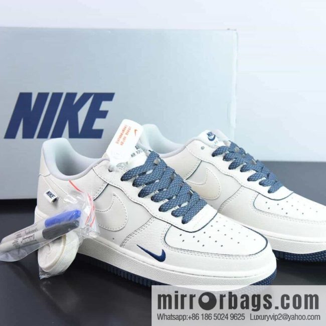 Nike Air Force 1 Low Air Force One Low Top Versatile Casual Sports Board Shoes Mini Hook, Double Hook, Pearlescent White Blue