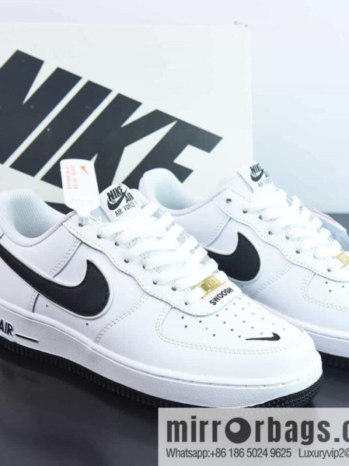 Air Force 1 \'07 Low QS \"White/Black Mini Swoosh\" Air Force One Classic \"leather (fabric) white and black embroidery small hook\" CV5696-963