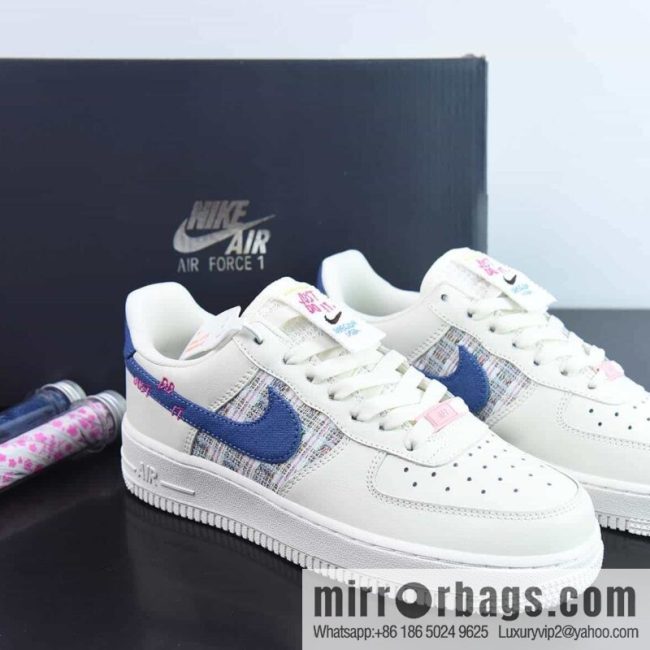 Air Force 1 Low Air Force One low-top versatile casual sports shoes, letter hook, white and blue canvas hook, item number: FJ7740 141