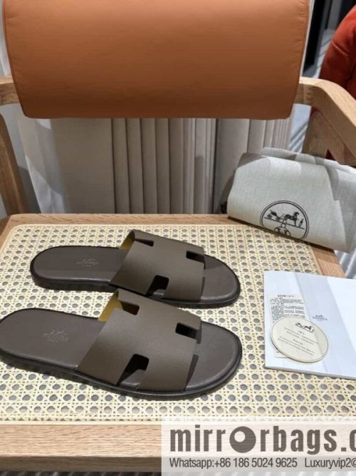 Hermes Hermès Italian imported leather classic men\'s slippers