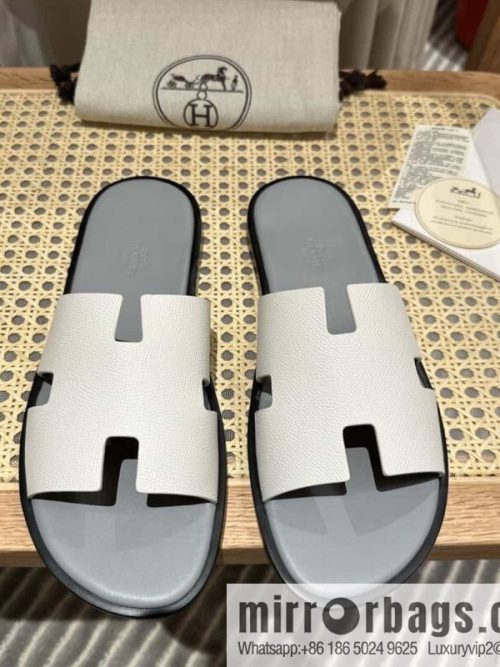 Hermes Hermès Italian imported leather classic men\'s slippers