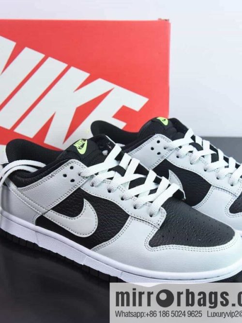 SB Dunk Low \"Grey Panda Volt\" Dunk series low-top casual sports skateboard shoes \"shadow gray black neon green\" FD9756-001