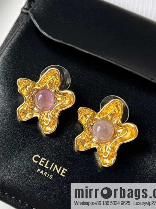 New Celine pentagram amethyst stud earrings