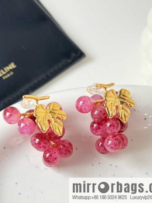 New Celine gold leaf amethyst grape 🍇 stud earrings
