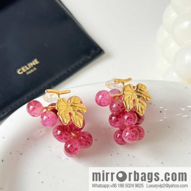 New Celine gold leaf amethyst grape 🍇 stud earrings