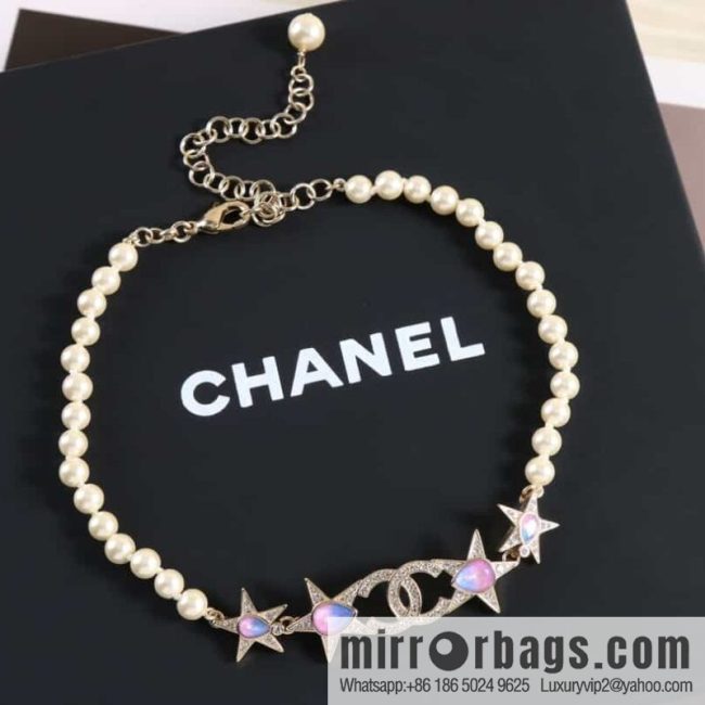 New ☑️ CHANEL Chanel Double C Pentagram ⭐ Star Pearl Necklace