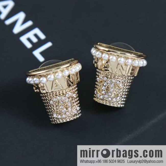 New ☑️ CHANEL Chanel C1 double c full diamond flower pot stud earrings