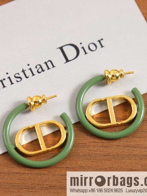 New ☑️ DIOR Dior green enamel CD stud earrings