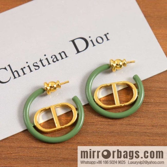 New ☑️ DIOR Dior green enamel CD stud earrings