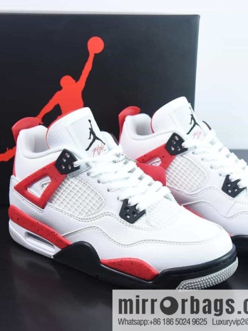 Air Jordan 4 \"Red Cement\" White and red cement sneakers Item number: dh6927-161