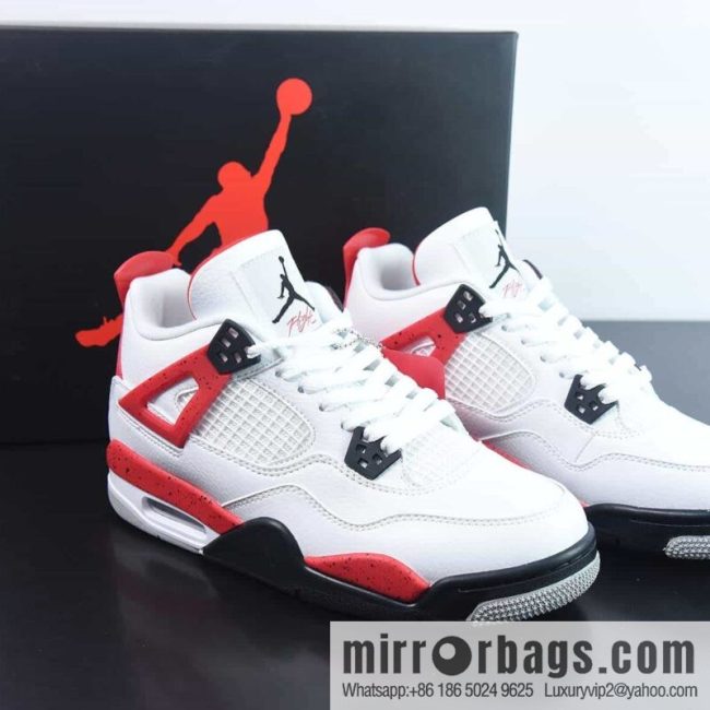 Air Jordan 4 \"Red Cement\" White and red cement sneakers Item number: dh6927-161