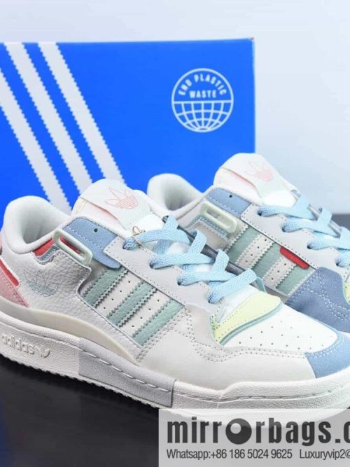 Adi AD Clover Originals Forum 84 Exhibit Low Roman series velcro low-top Vintage lace-up versatile casual sports shoes \"leather (fabric) beige light pink green blue\" GX4587