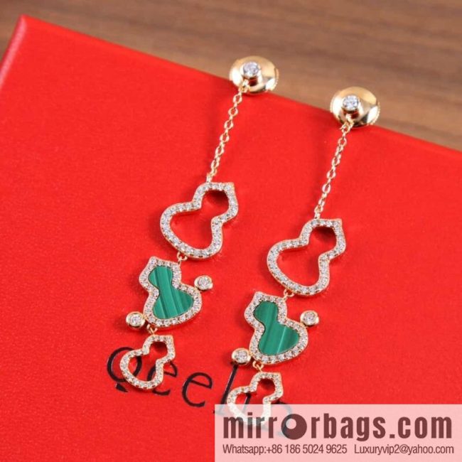 Qeelin unicorn cut-out full diamond agate malachite earrings - Image 2