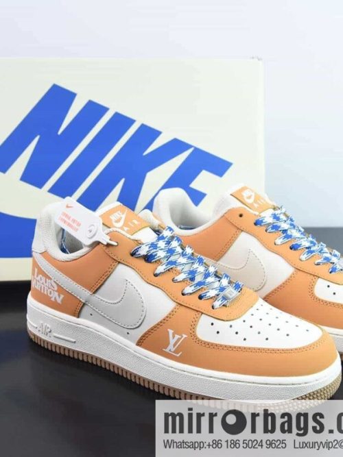 NK Air Force 1 07 LV8 🥰 Beige/Yellow LV \"Air Force One Classic Versatile Leisure Sports Board Shoes\" Yellow Beige LV printed \"HX123-008