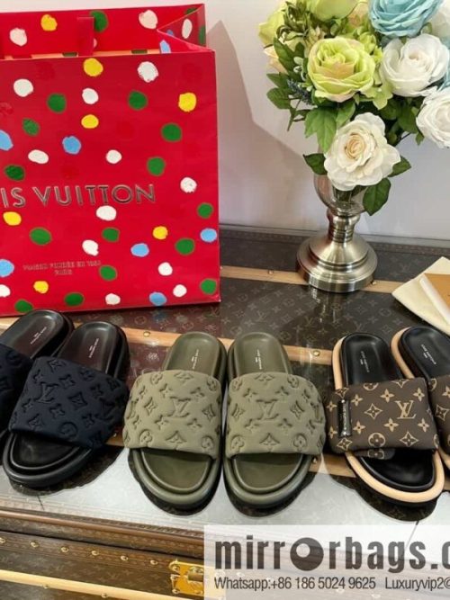 LV/Louis Vuitton 1v donkey brand | velcro platform slippers