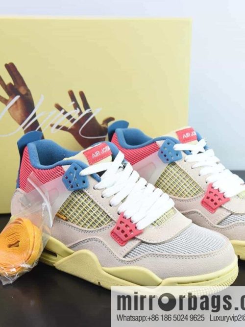 Air Jordan 4 x Union LA AJ4 Joint Off Noir Pink and Blue Sneakers Part Number: DC9533-800