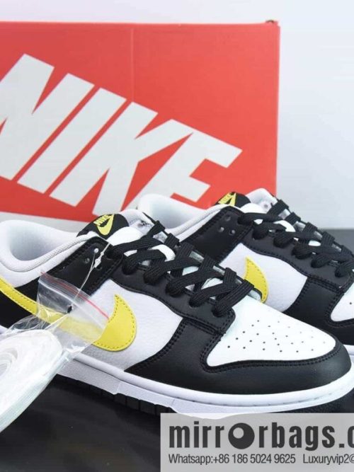 NK SB Dunk Low \"Black and White Yellow\" Panda, item number: FQ2431 001