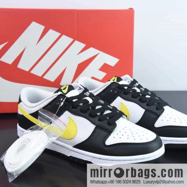 NK SB Dunk Low \"Black and White Yellow\" Panda, item number: FQ2431 001