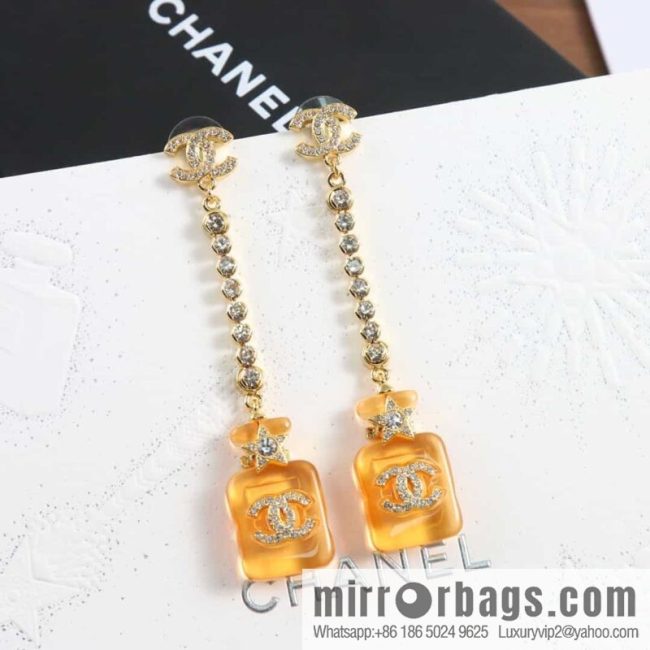 New ☑️ CHANEL Chanel c2 double c yellow perfume bottle stud earrings