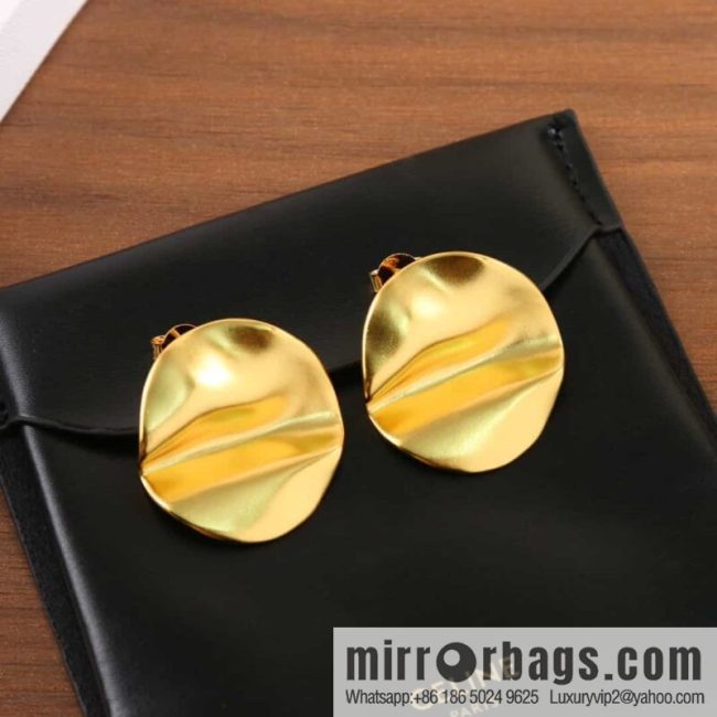 New ☑️ Celine concave convex gold stud earrings