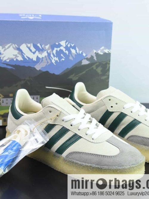 Kith x Clarks x Ad Originals 8th Street Samba \"Chalk White\" Pure original version, samba street series German training style low-top Vintage casual shoes