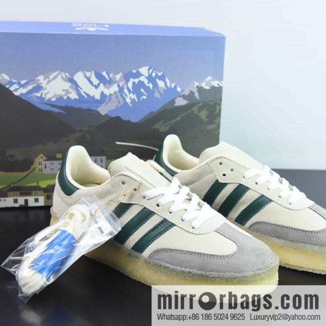 Kith x Clarks x Ad Originals 8th Street Samba \"Chalk White\" Pure original version, samba street series German training style low-top Vintage casual shoes