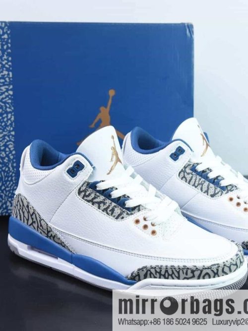 Air Jordan 3 Retro \"White and True Blue\" Wizards durable Vintage basketball shoes, white and blue, item number: CT8532-148