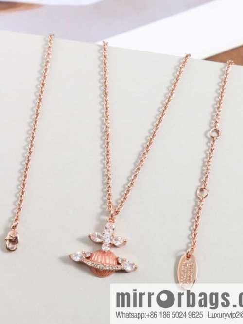 New ☑️ Vivienne Westwood pink Saturn necklace