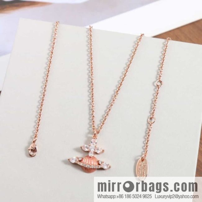 New ☑️ Vivienne Westwood pink Saturn necklace