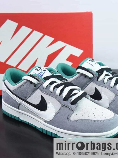 Nike SB Dunk Low SE \"85 Double Swoosh/Grey/Black/White\" Dunk series low-top casual sports skateboard shoes \"Color matching dark gray light gray black and white double hook\" Item number: DO9457-132