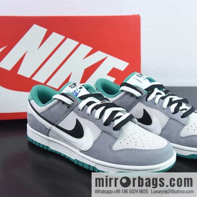 Nike SB Dunk Low SE \"85 Double Swoosh/Grey/Black/White\" Dunk series low-top casual sports skateboard shoes \"Color matching dark gray light gray black and white double hook\" Item number: DO9457-132