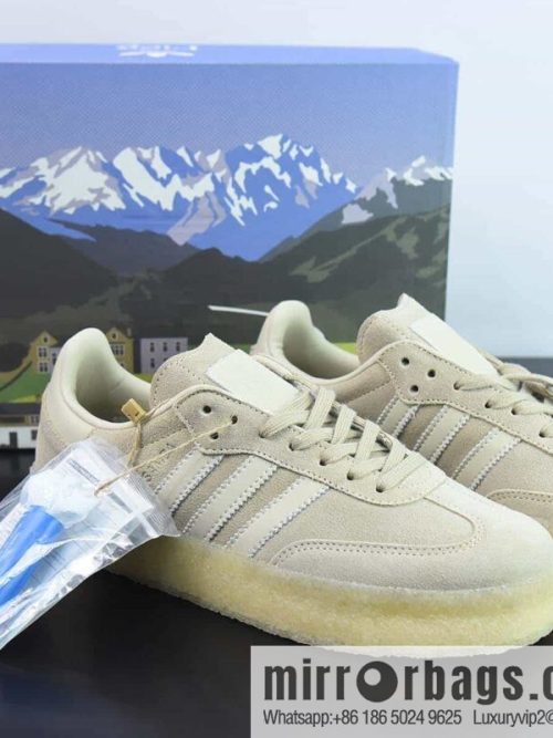 Kith x Clarks x Ad Originals 8th Street Samba \"Chalk White\" Samba Street Collection German Training Style Low Top Vintage Casual Board Shoes, Item Number: ID7298