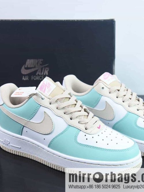 Nike Air Force 1 \'07 LV8 🥰 Mint/White/Khaki \"Air Force One Classic Low Top Versatile Casual Sports Board Shoes\" patchwork mint green pink khaki \"DV7762-300
