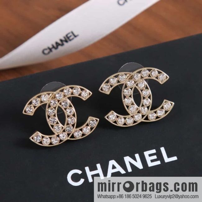 New ☑️ CHANEL CHANEL C1 double c full diamond stud earrings