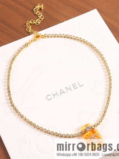 New ☑️ Chanel double c orange yellow perfume bottle necklace