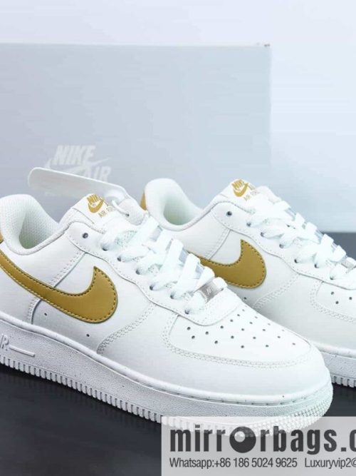 Air Force 1 \'07 Low Air Force, White Gold, Gold Hook Low Top Sneakers Item Number: DV3808 101