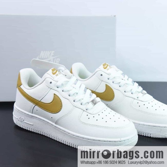 Air Force 1 \'07 Low Air Force, White Gold, Gold Hook Low Top Sneakers Item Number: DV3808 101