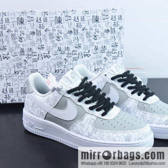 Air Force 1 \'07 Low \"The Book of Family Names\" Air Force One \"leather (fabric) white and gray printed\" Item number: SD3356-008