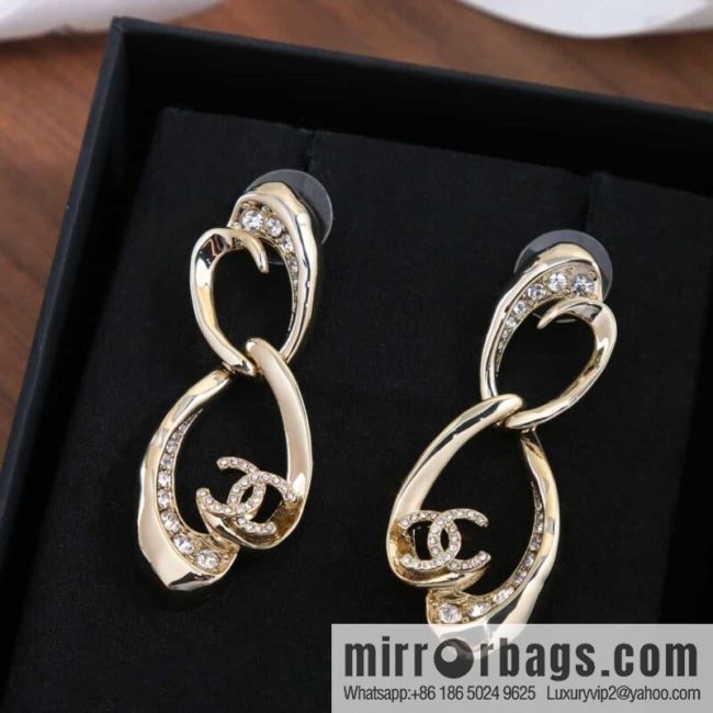 New ☑️ chanel c2 double c oval hollow stud earrings