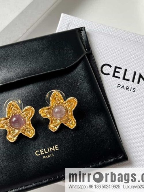 New Celine pentagram amethyst stud earrings