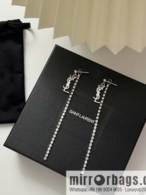 Saint Laurent YSL fringed diamond stud earrings