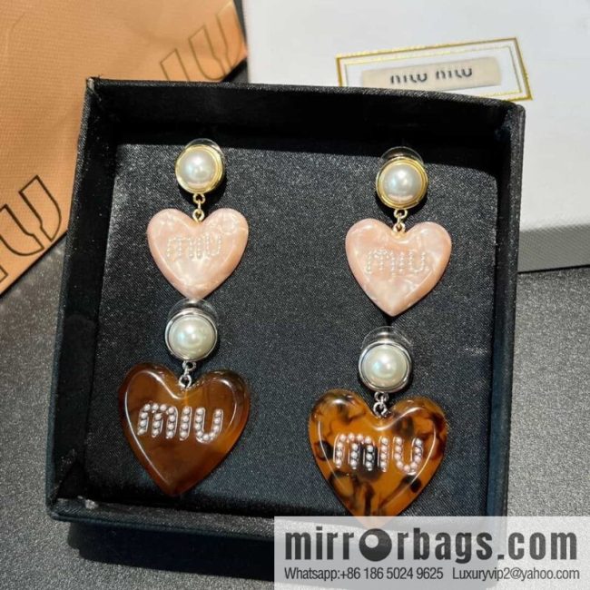MIU MIU love peach heart ❤ stud earrings