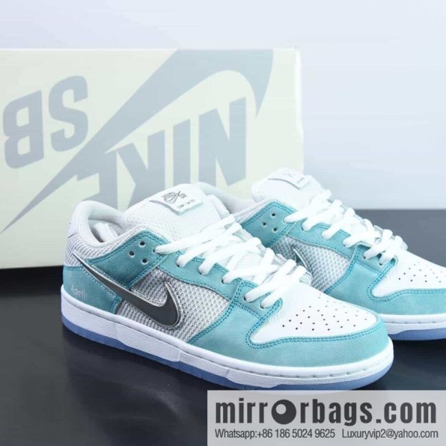 April Skateboards x Nike SB Dunk Low Frozen Rose Sneakers Ice Blue Part Number: FD2562-400